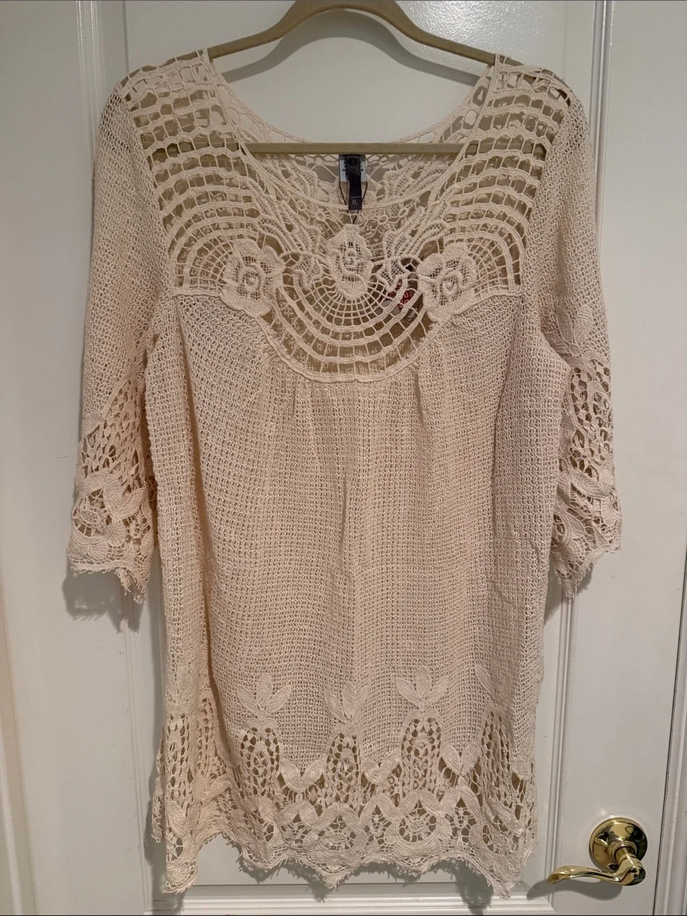 XCVI Crochet Lace Tunic Top - Cream
